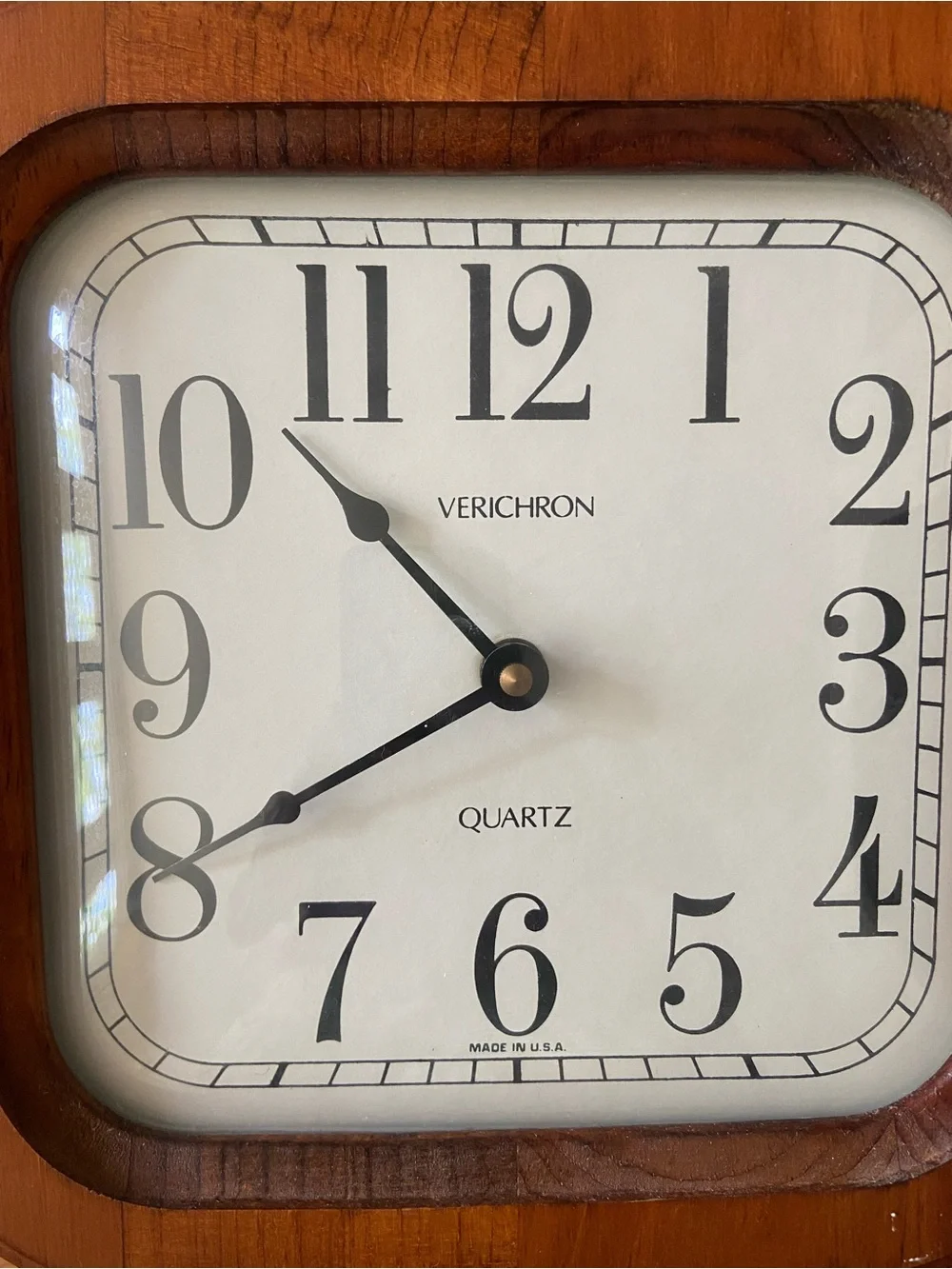 Vintage Verichron Wooden Square Wall Clock